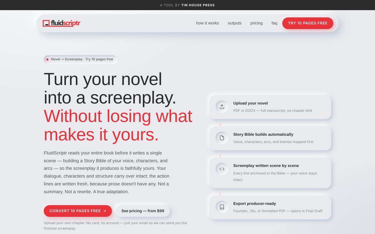 FluidScriptr — turn your novel into a screenplay